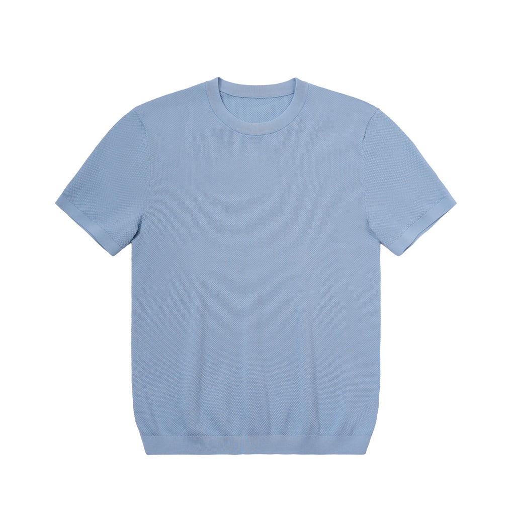 Jacquard Openwork Knit Crewneck T-Shirt