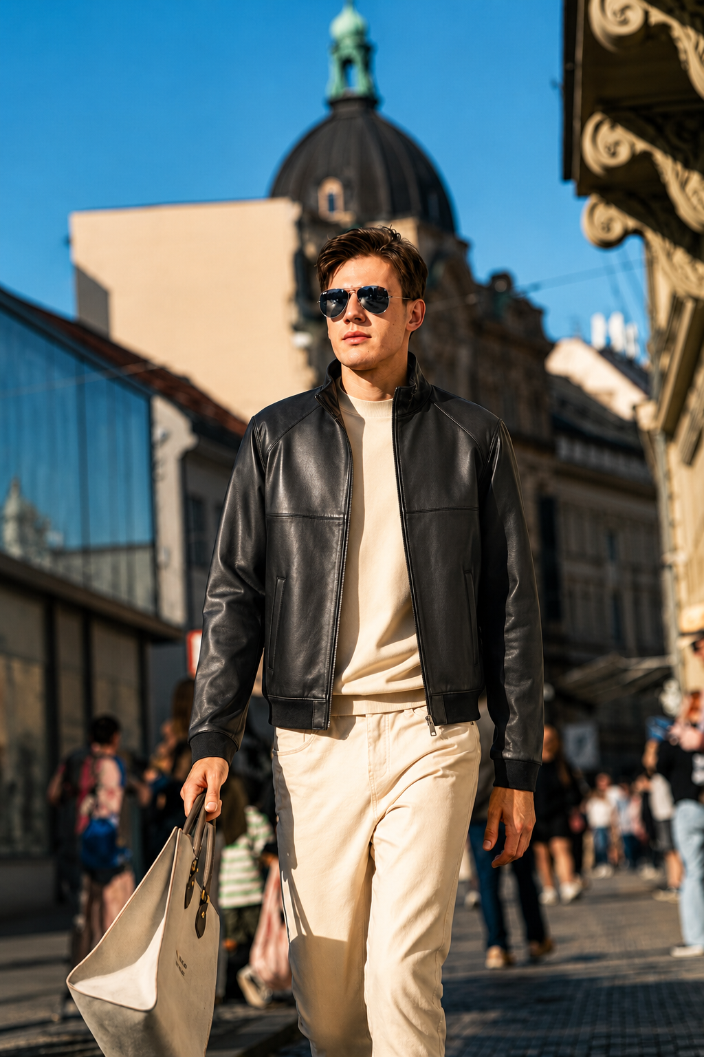 Lambskin Stand-Collar Jacket