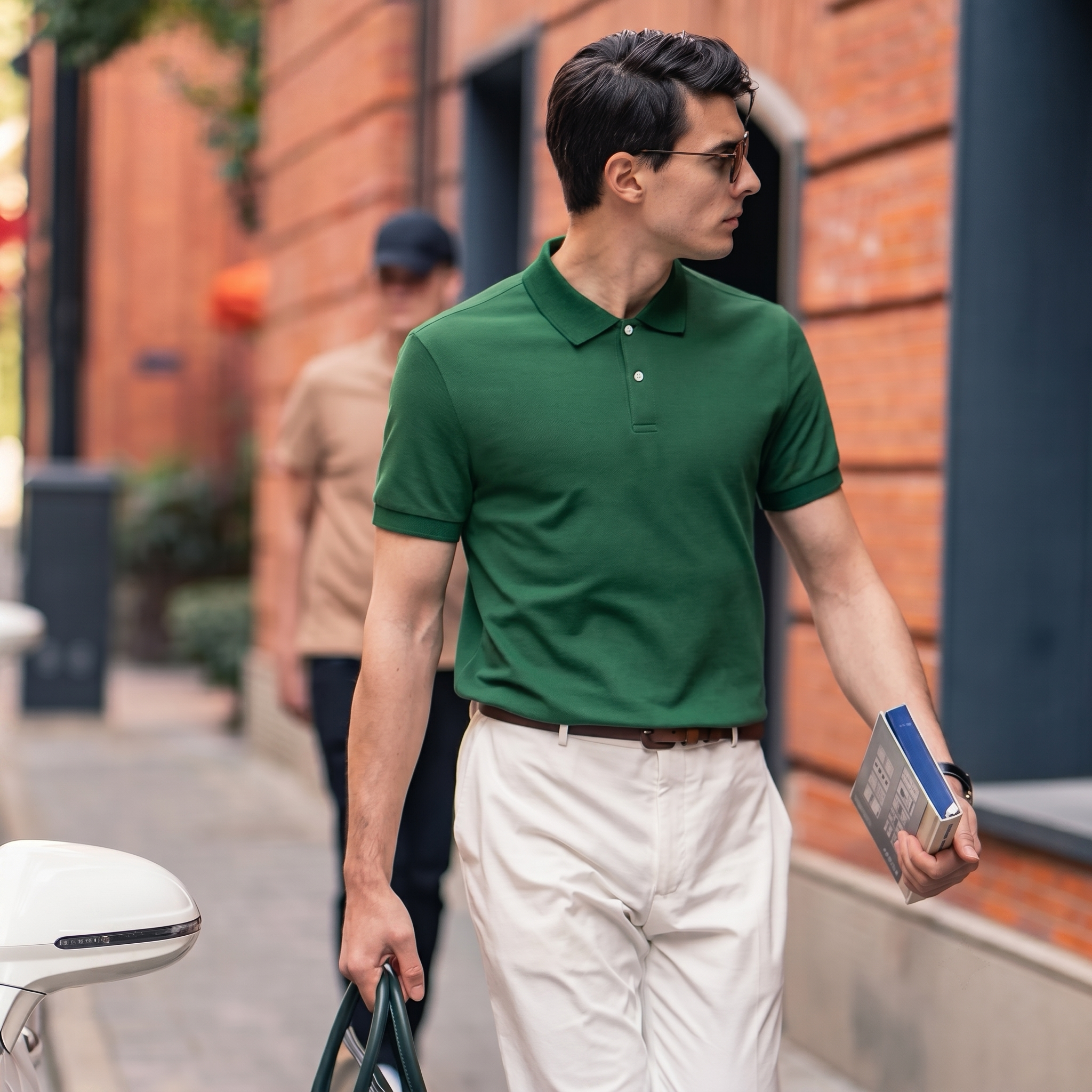 Soft Silhouette Neutral Tone Luxury Men Polo