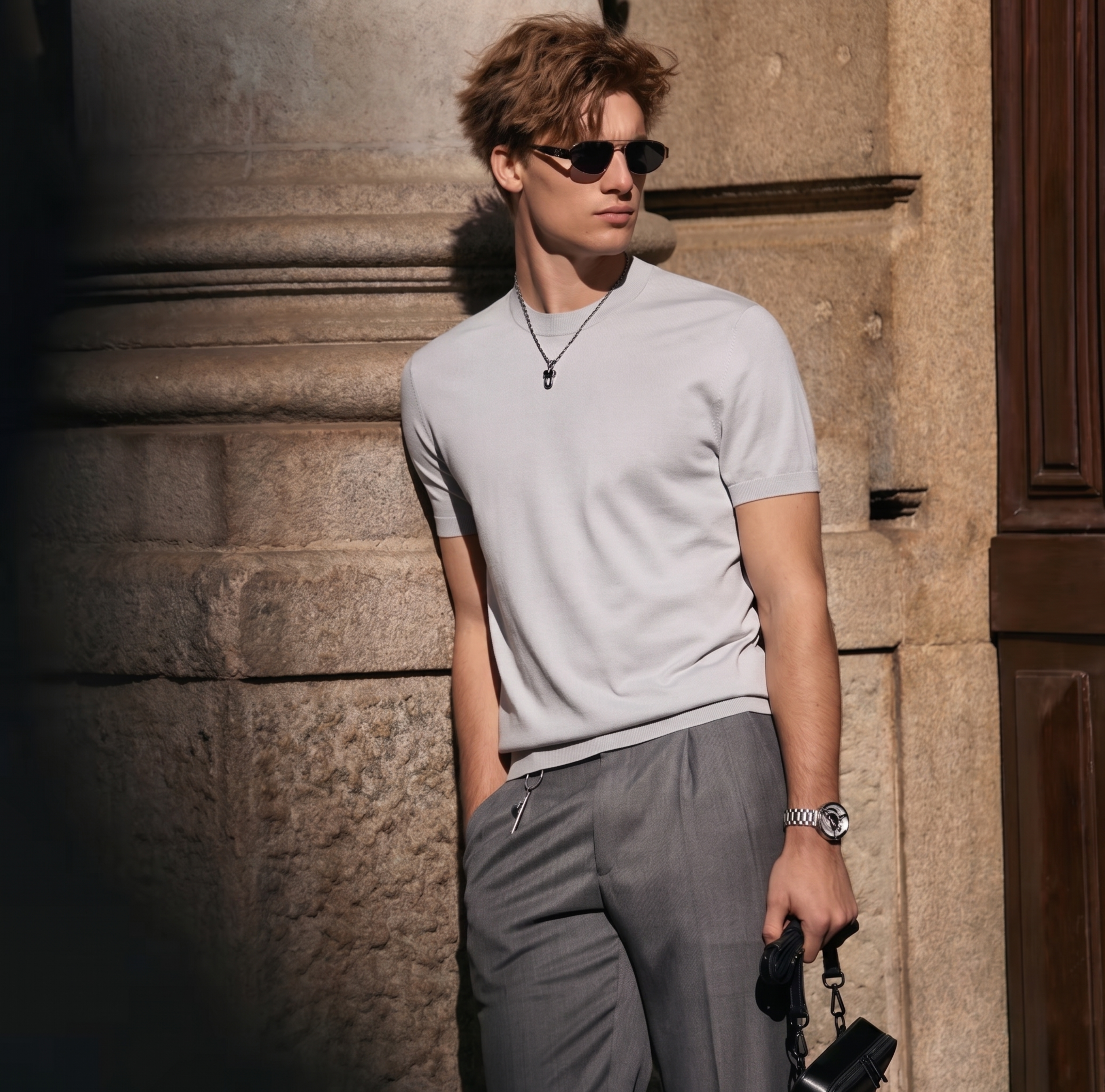Quiet Luxury Plain Crew Neck Urban T-Shirt