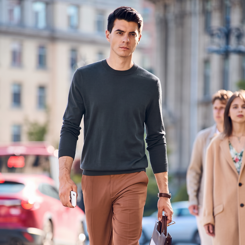 Slim Fit All-Season Basic Wool Sweater