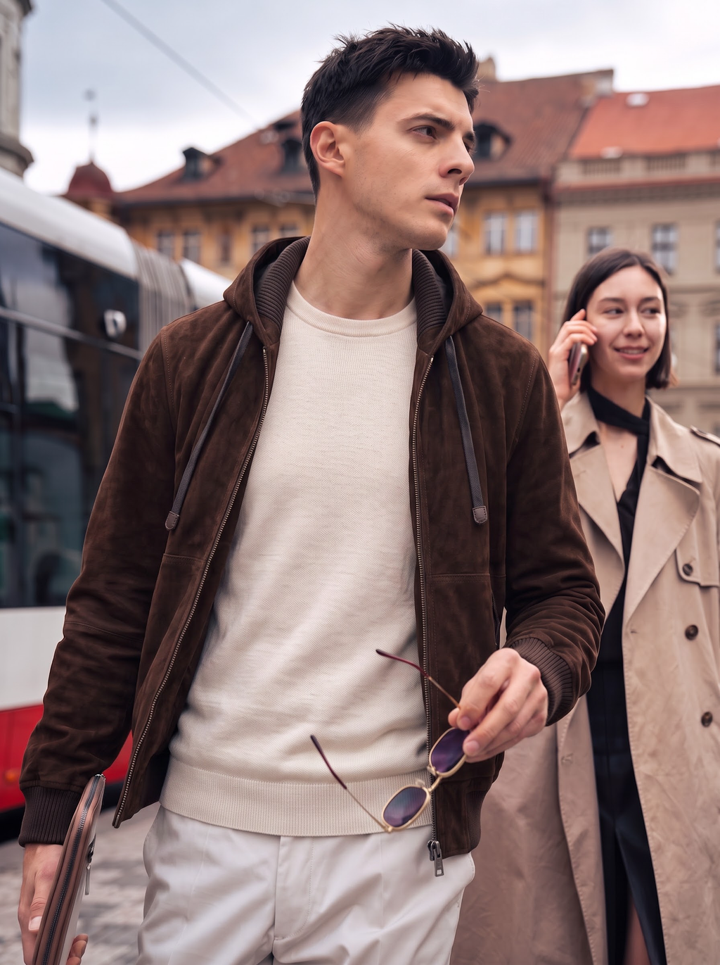 Suede Hooded Leather Jacket