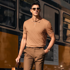 Soft Silhouette Neutral Tone Luxury Men Polo