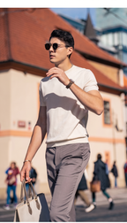 Quiet Luxury Plain Crew Neck Urban T-Shirt