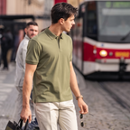 Soft Silhouette Neutral Tone Luxury Men Polo