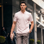 Soft Silhouette Neutral Tone Luxury Men Polo