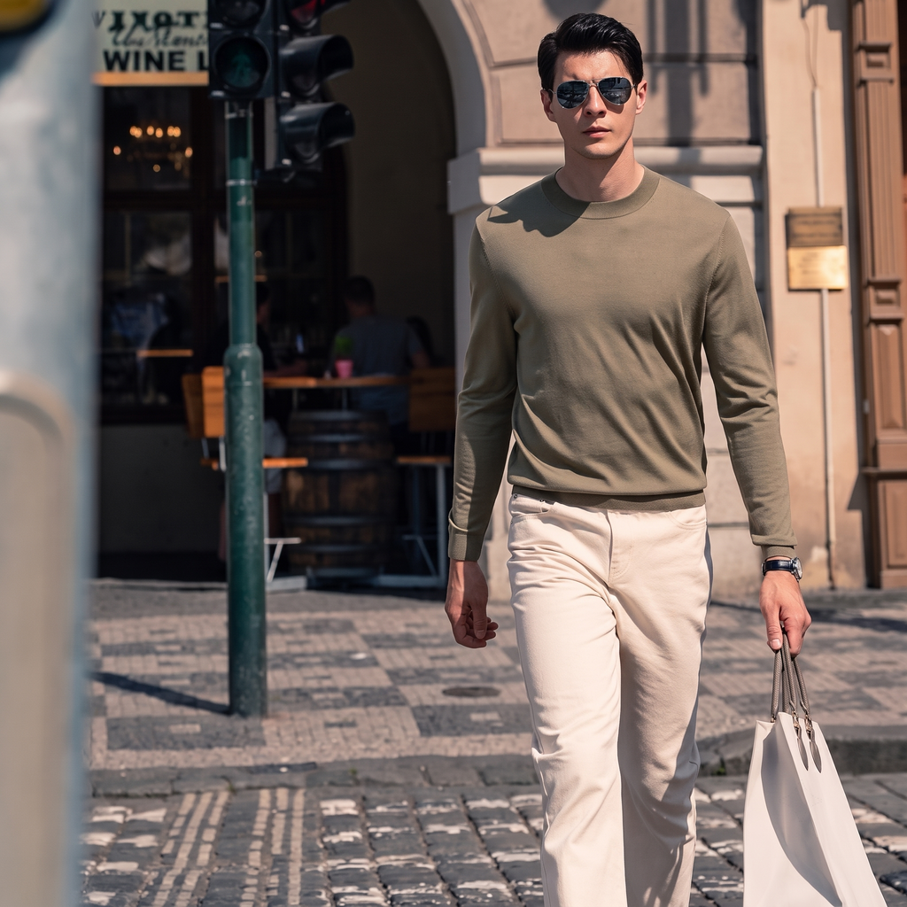 Slim Fit All-Season Basic Wool Sweater