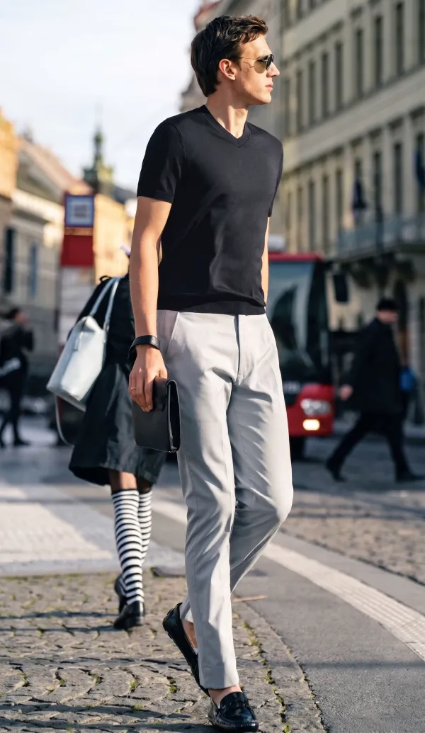 Quiet Luxury Clean V-Neck Urban T-Shirt