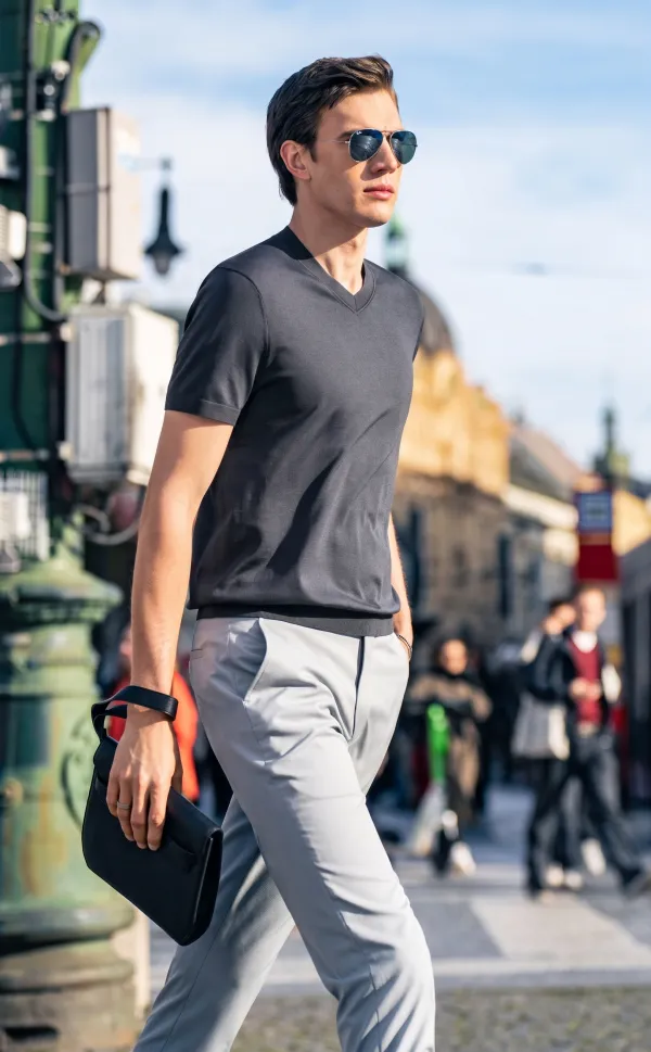 Quiet Luxury Clean V-Neck Urban T-Shirt