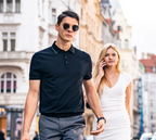 Thin Dark Trim Collar Three Button Luxury Polo