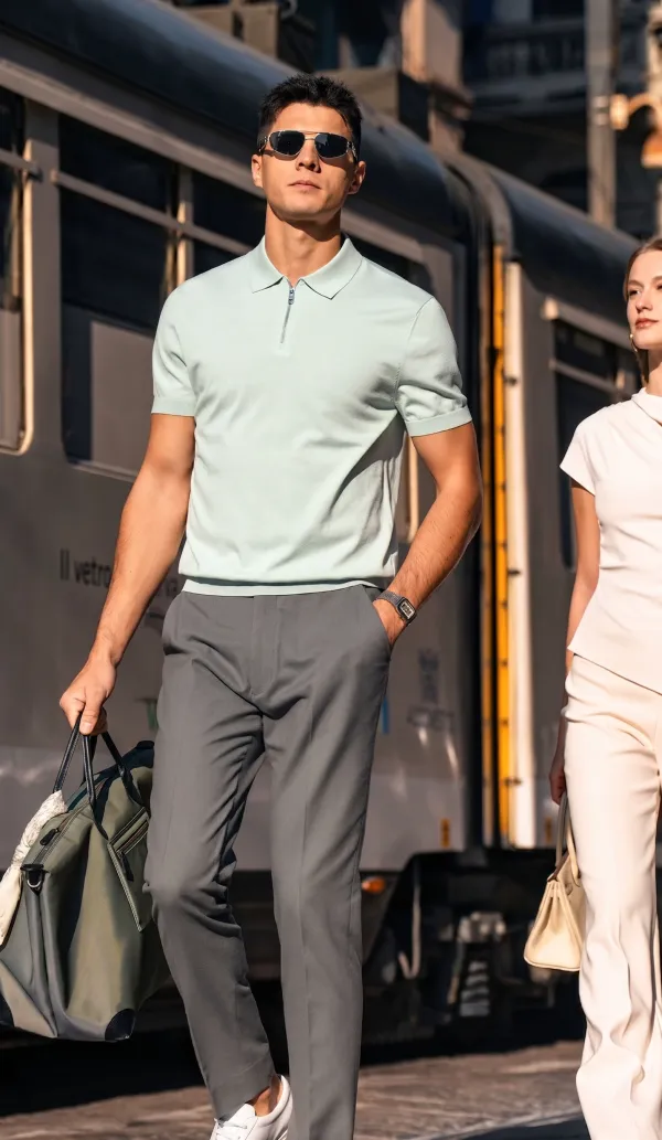 Italian Stiff Collar Slim Fit Gentleman Polo