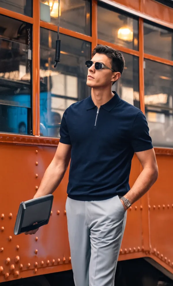 Italian Stiff Collar Slim Fit Gentleman Polo