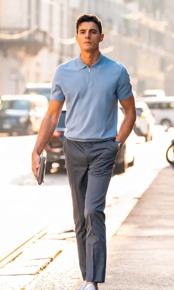 Italian Stiff Collar Slim Fit Gentleman Polo