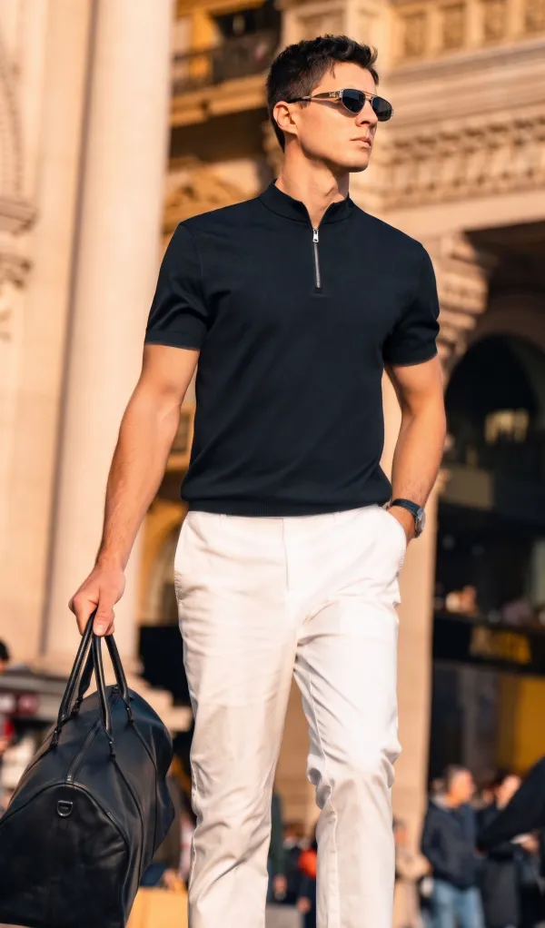 Minimal Layered Zip Neck High-End Polo