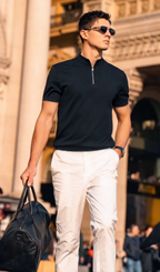 Minimal Layered Zip Neck High-End Polo