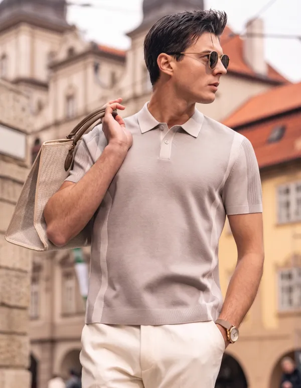 Elegant Spliced Design Versatile Daily Men Polo
