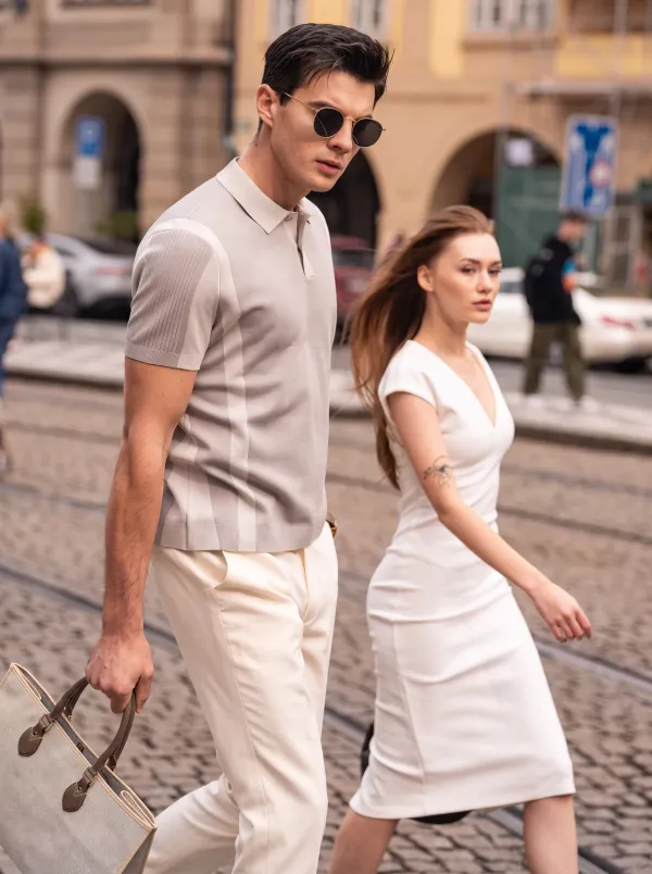 Elegant Spliced Design Versatile Daily Men Polo
