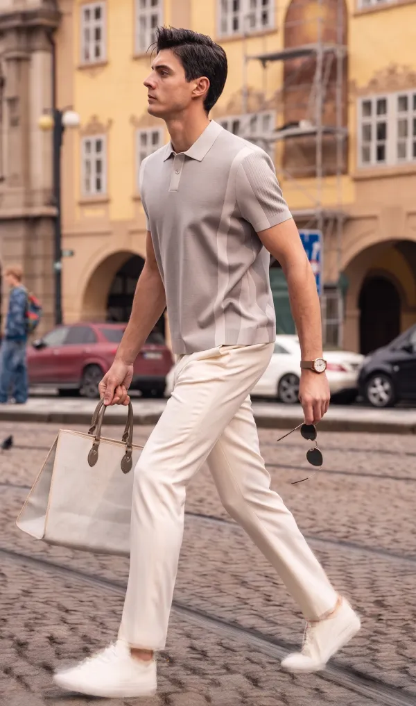 Elegant Spliced Design Versatile Daily Men Polo
