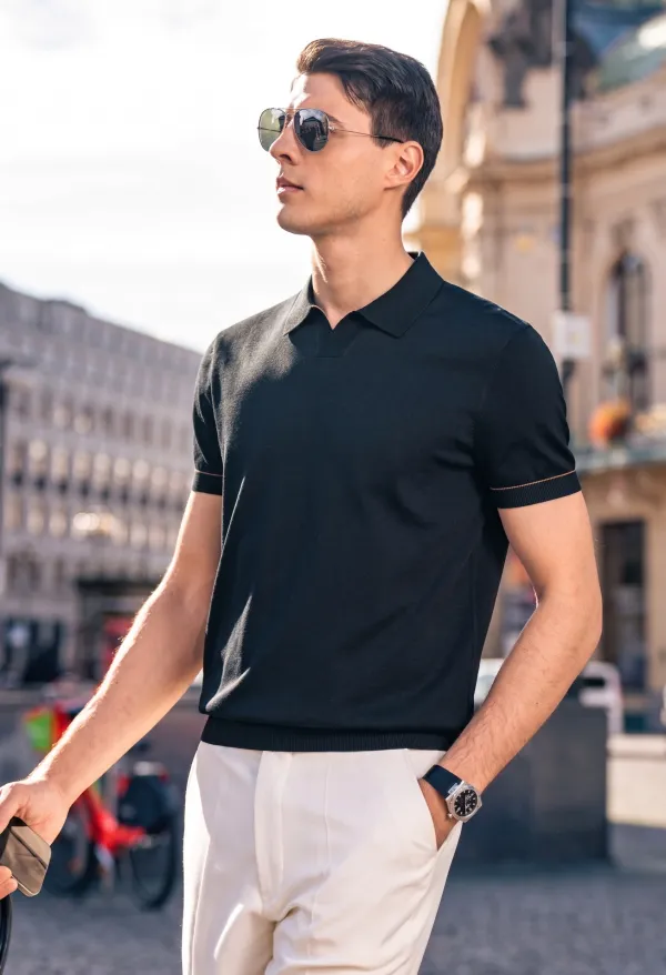 Sleek Contrast Trim Elegant Versatile Daily Polo