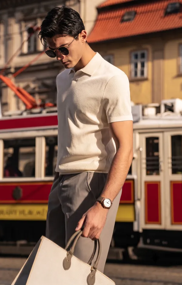Minimal Ribbed Quiet Luxury Gentleman Polo