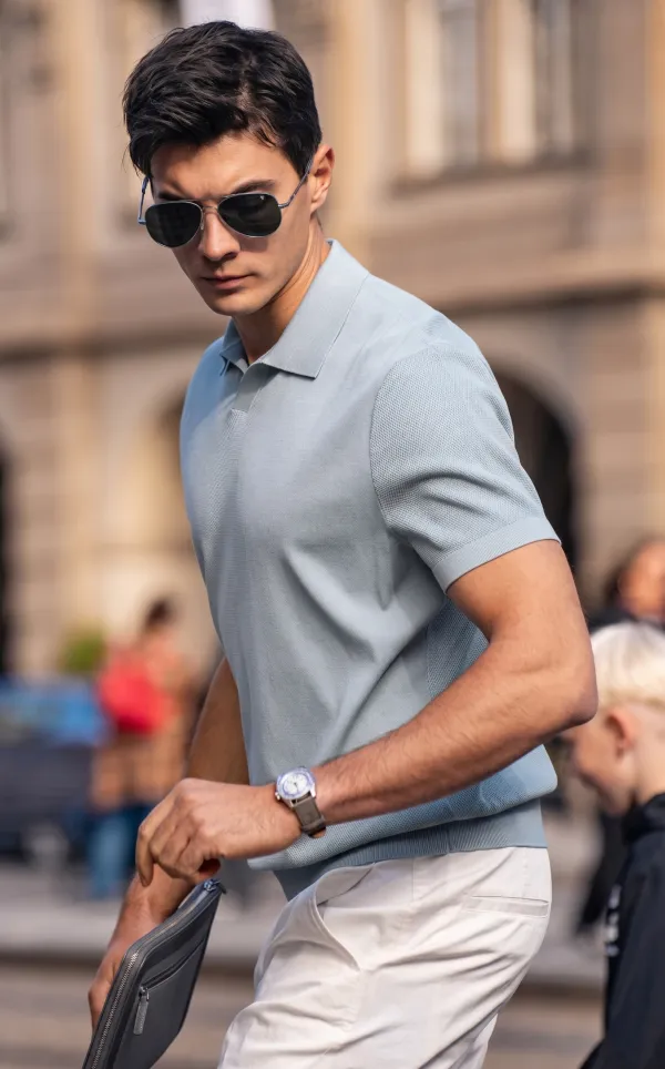 Minimal Ribbed Quiet Luxury Gentleman Polo