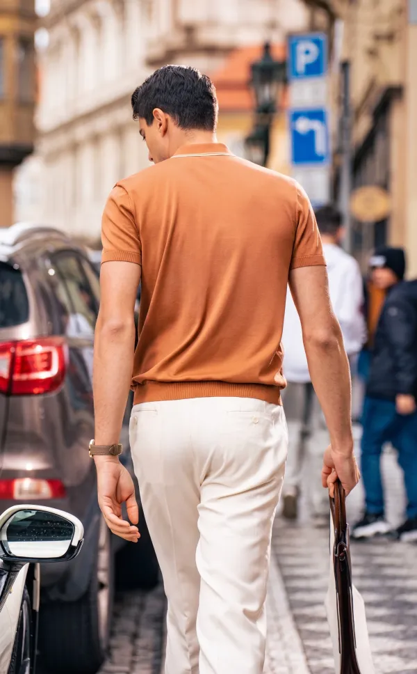 Warm Tone Trim Collar High-End Business Polo