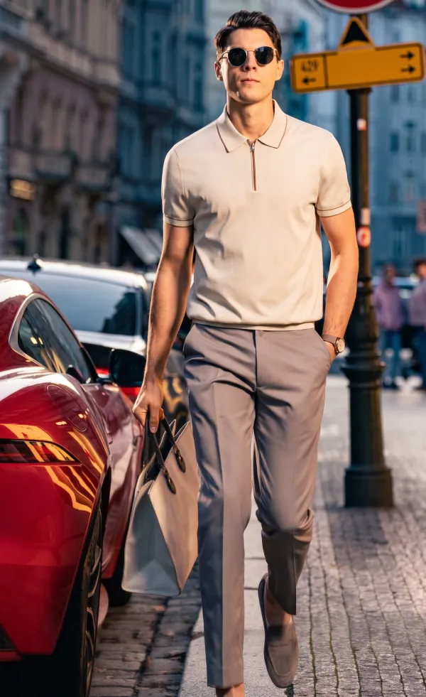 Quiet Luxury Trim Collar Zip Polo