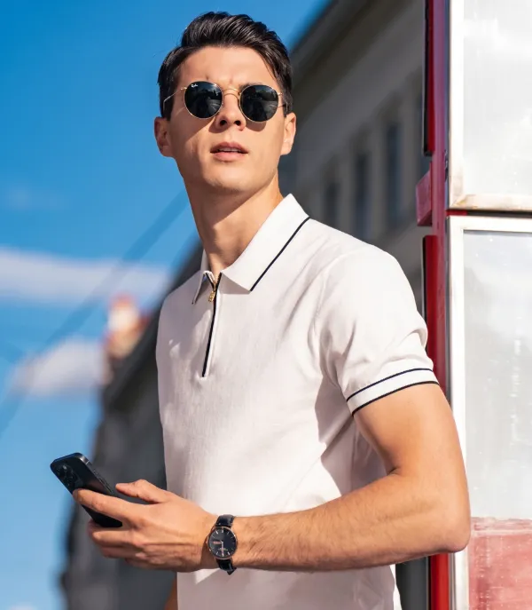 Quiet Luxury Trim Collar Zip Polo
