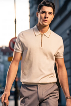Quiet Luxury Trim Collar Zip Polo