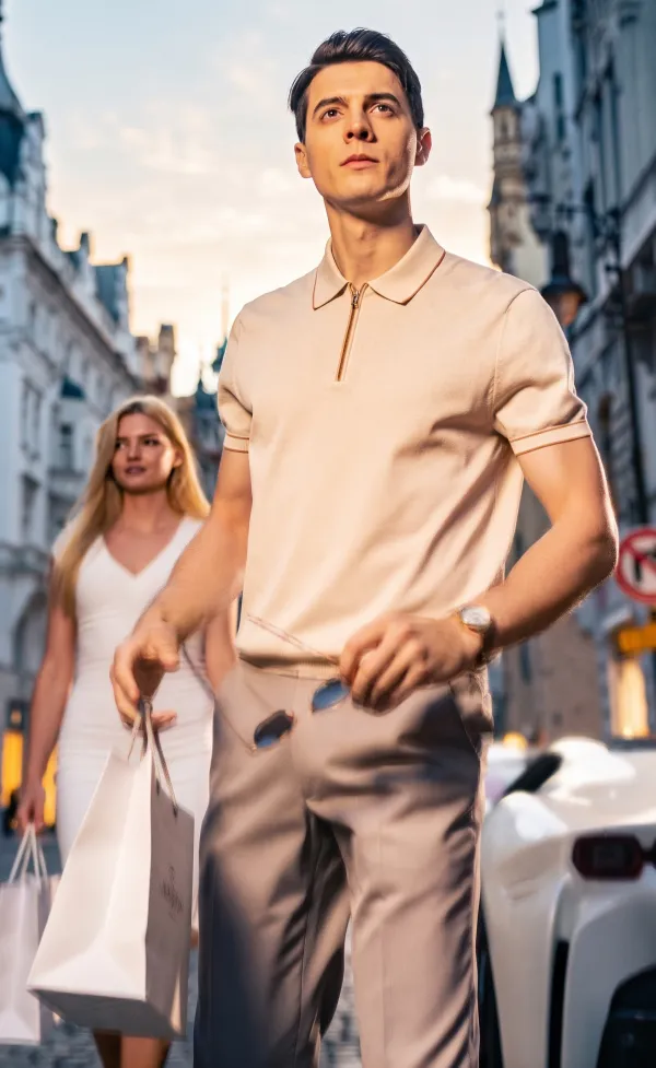 Quiet Luxury Trim Collar Zip Polo