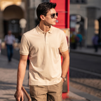 Soft Silhouette Neutral Tone Luxury Men Polo
