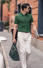 Soft Silhouette Neutral Tone Luxury Men Polo