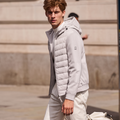 Drawstring Hood Horizontal Quilt Down Coat