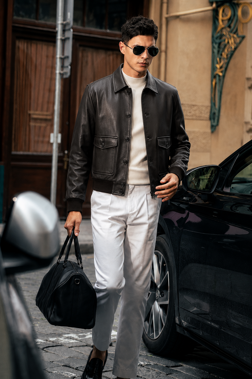 Goatskin Leather Blouson Jacket