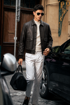 Goatskin Leather Blouson Jacket