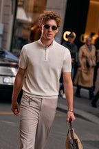 Zip Mock Neck Knit Polo