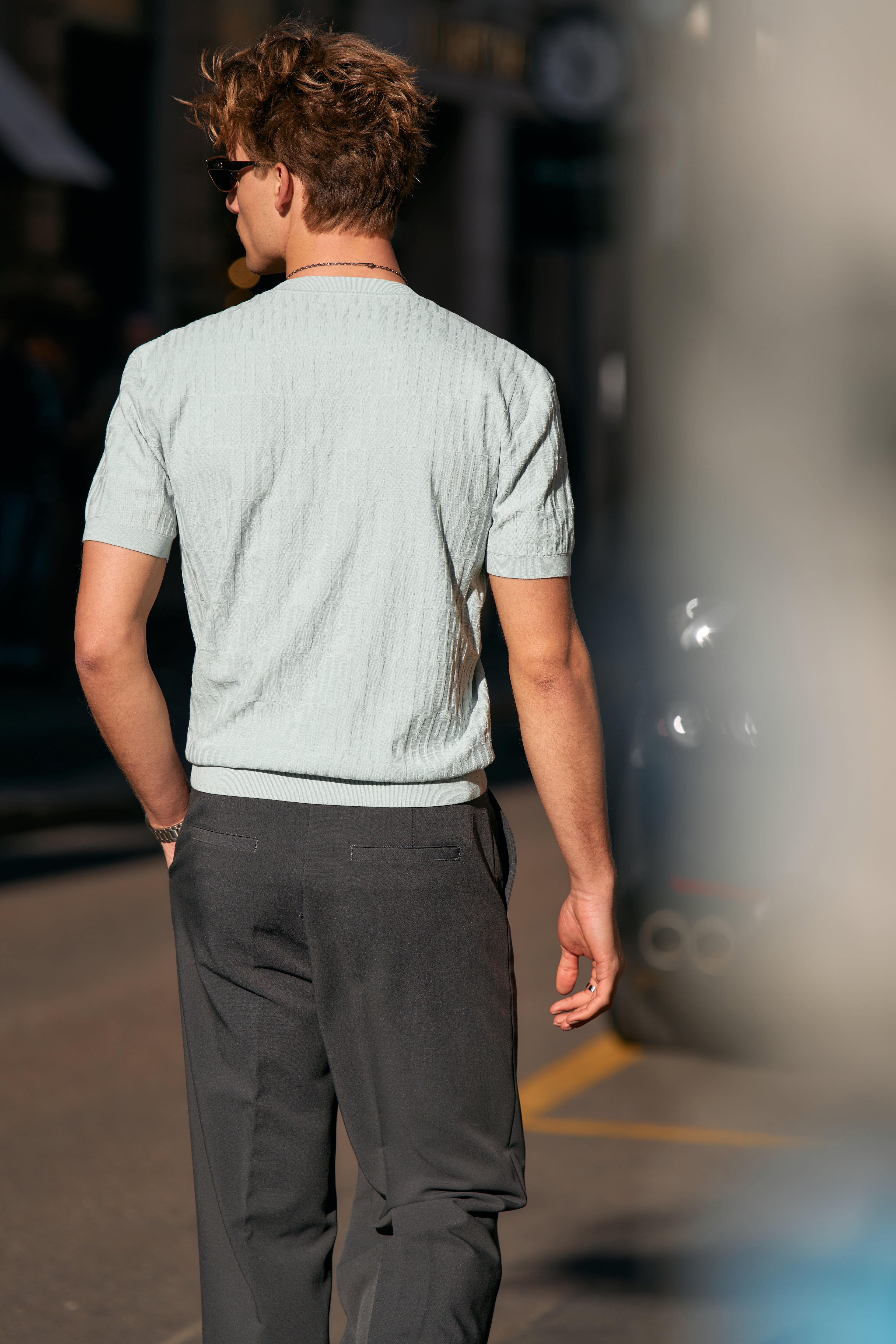 Jacquard Texture Knit T-Shirt
