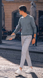 Wool-Cashmere Long-Sleeve Polo