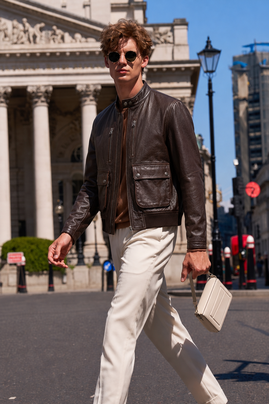 Lambskin Leather Utility Jacket