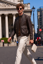 Lambskin Leather Utility Jacket