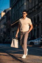 Textured Open-Collar Knit Polo