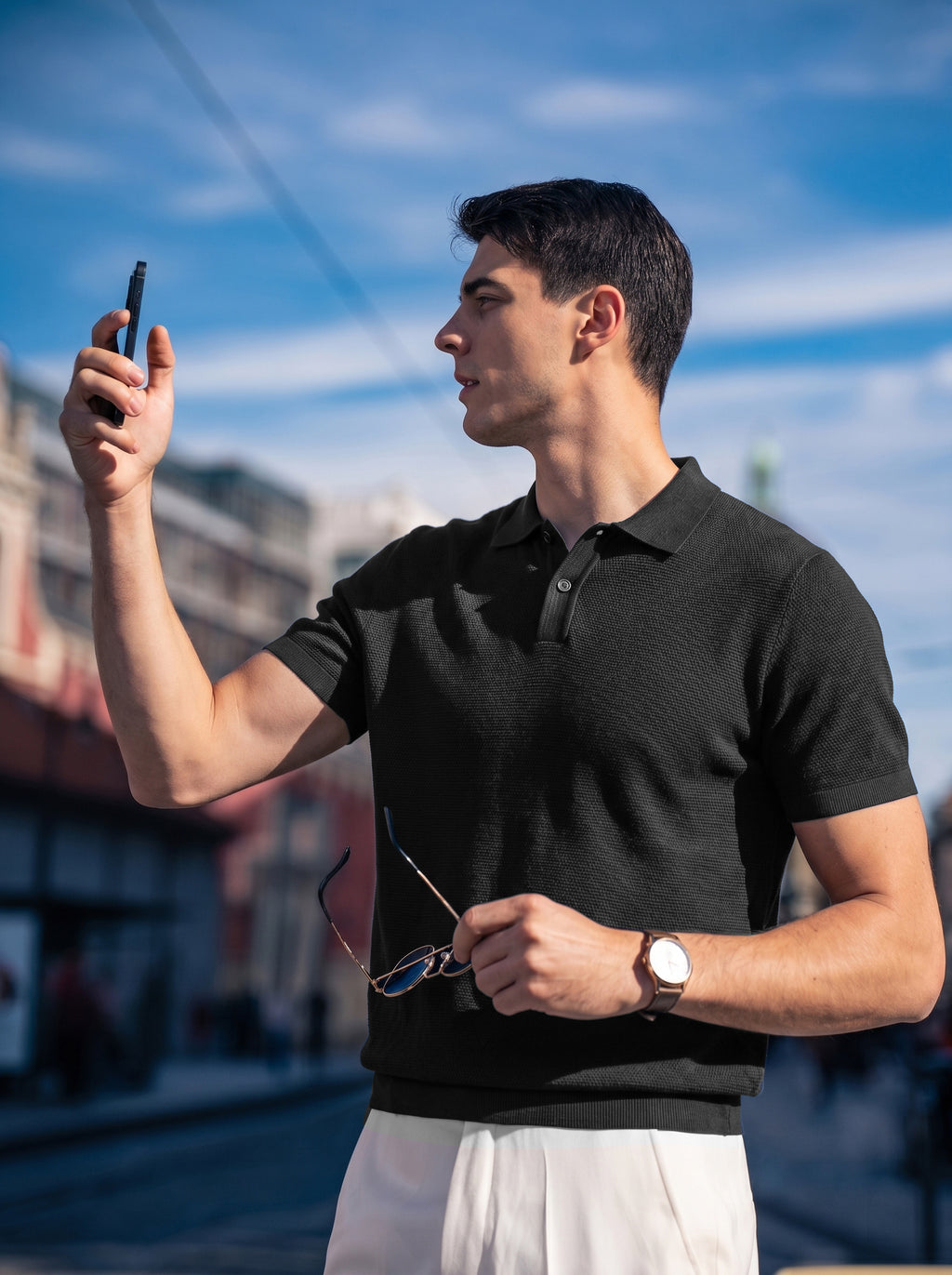 Casual Stretch Knit Polo