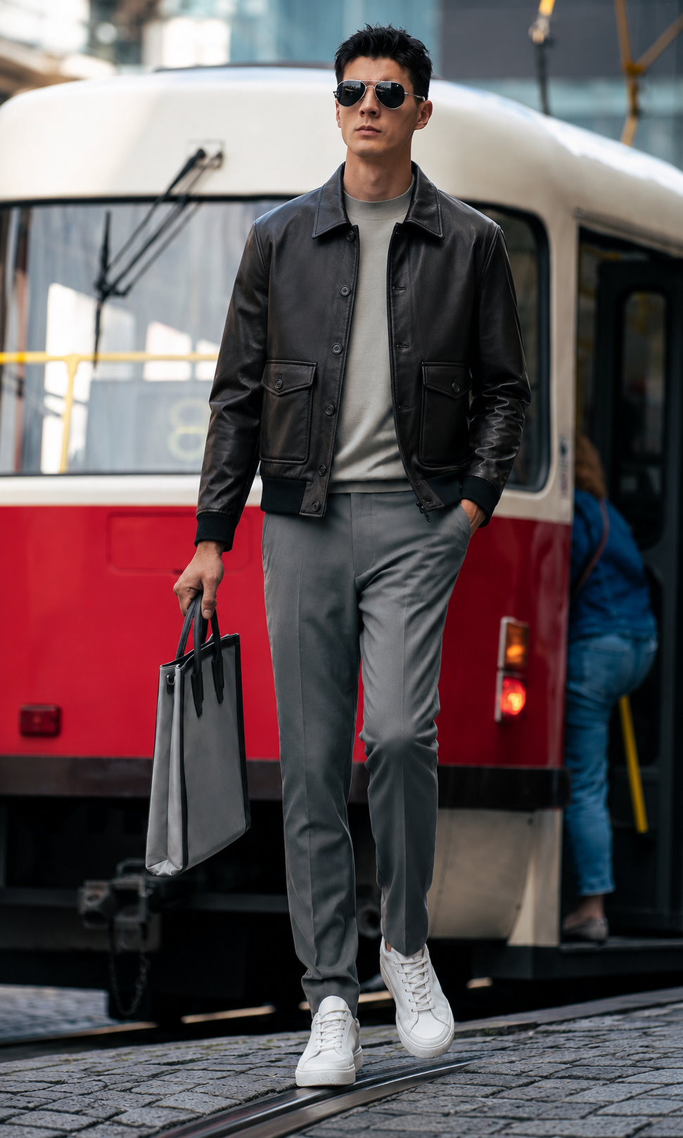 Goatskin Leather Blouson Jacket