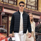 Stand Collar Spliced Light Down Jackets