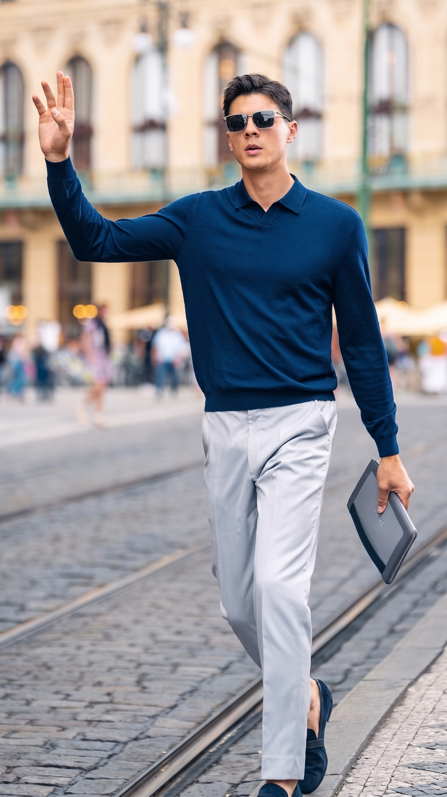 Slim Fit Quiet Luxury Wool Knit Polo Top