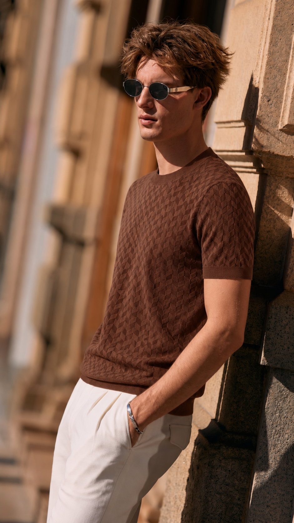 Textured Wool-Blend Knit Tee