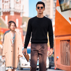 Men’s Premium 100% Wool Ribbed Mock Neck Sweater | Quiet Luxury Old‑Money Pullover