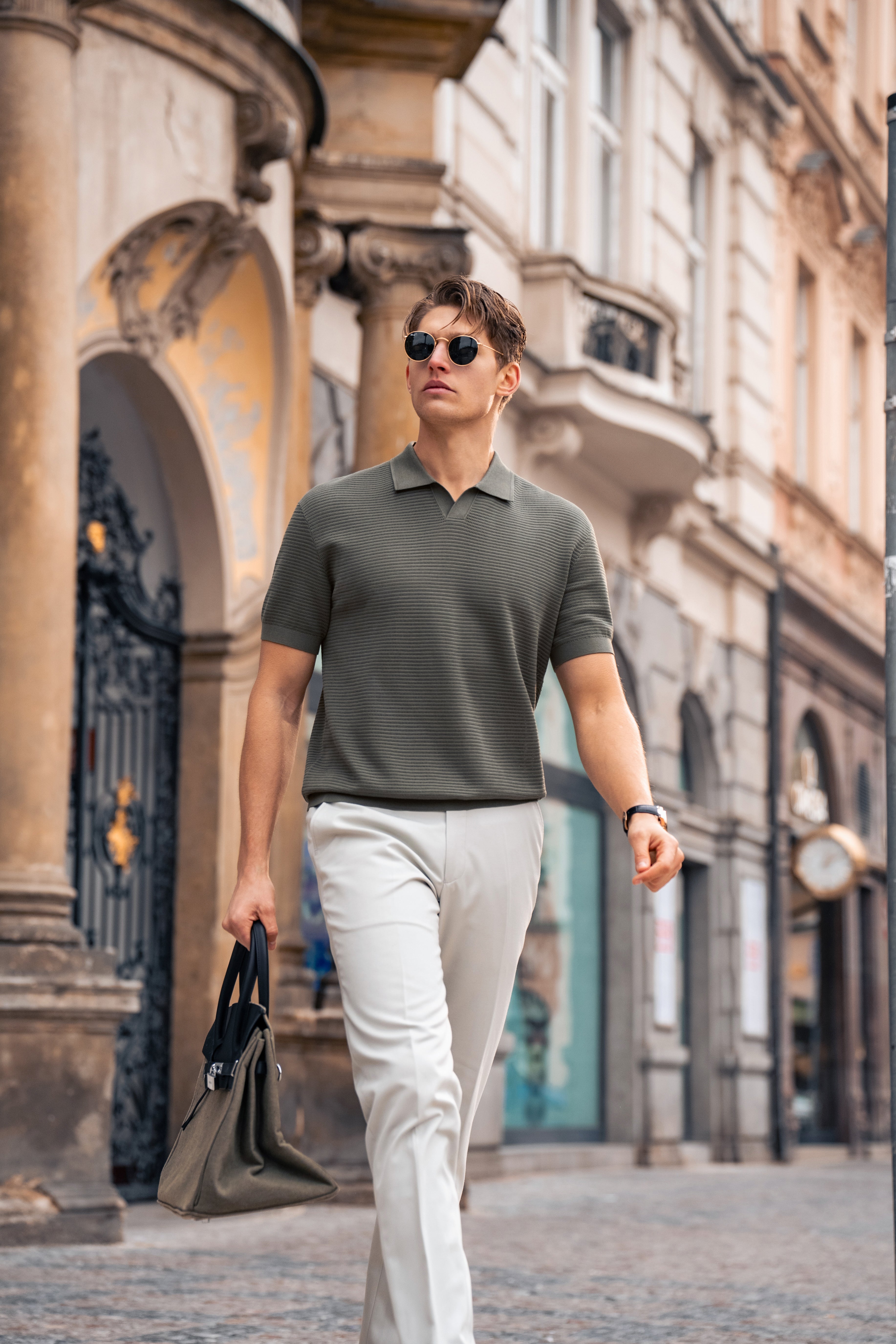 Relaxed Open-Collar Knit Polo