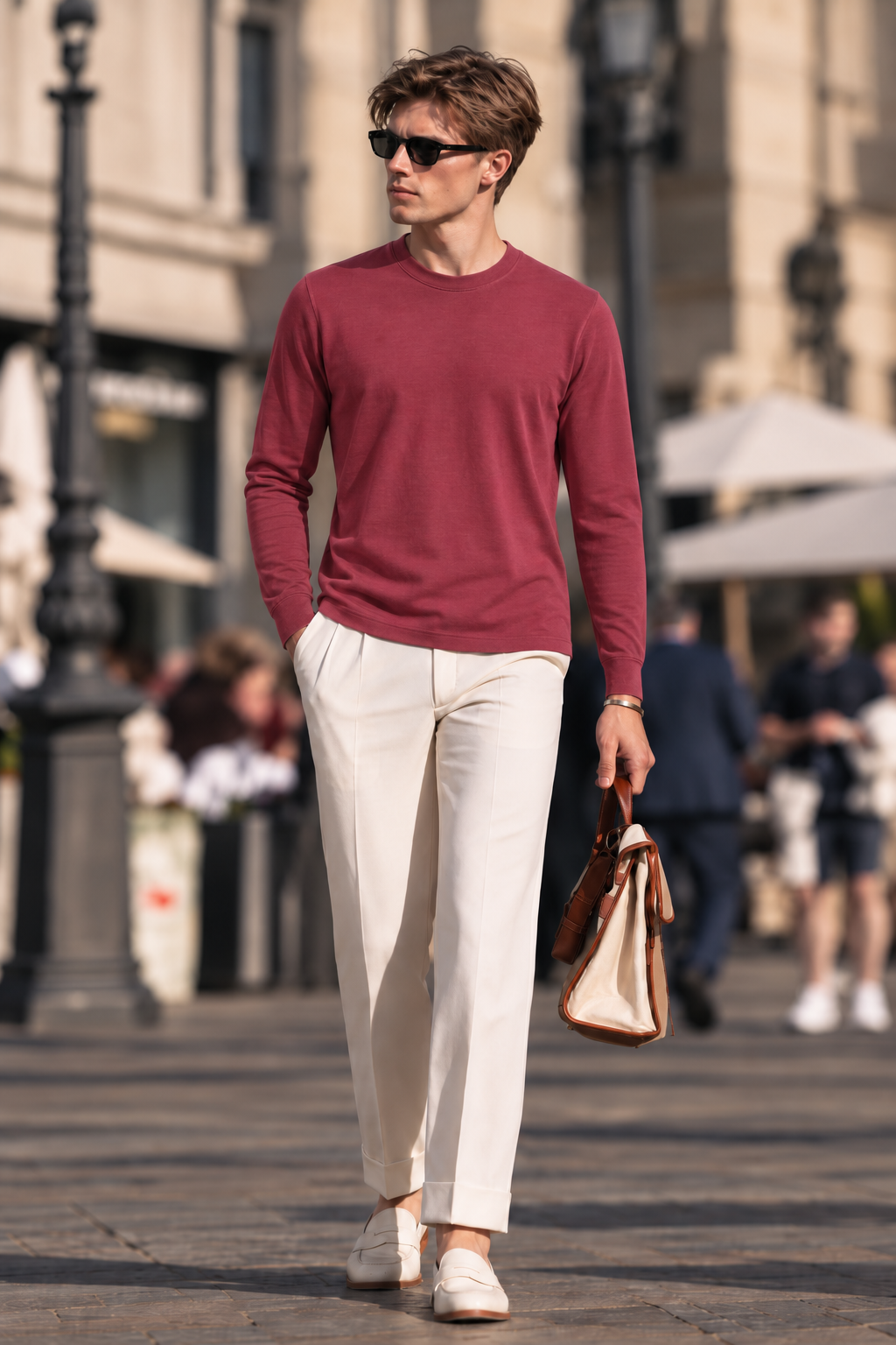 Luxe Cotton Modal Spandex Blend Men’s Long Sleeve Crew Neck Top, Silky Smooth Stretch Breathable Everyday Layering Essential