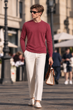 Luxe Cotton Modal Spandex Blend Men’s Long Sleeve Crew Neck Top, Silky Smooth Stretch Breathable Everyday Layering Essential